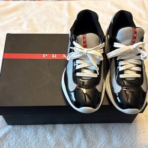 Prada Men's Black and Gray Sneakers